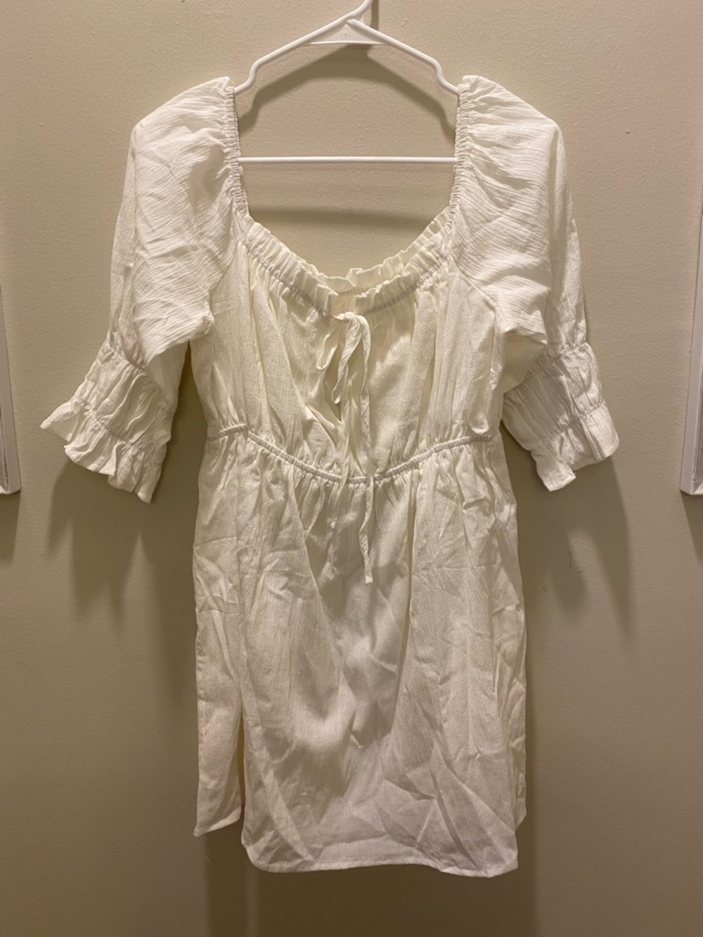 White Peasant Boho Tunic Dress